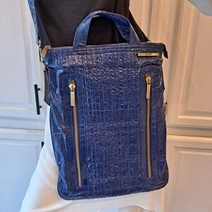 Matt & Nat Dk Blue Crinkled Quilted Textured Leda Tote Recycled Plastic Bottles
